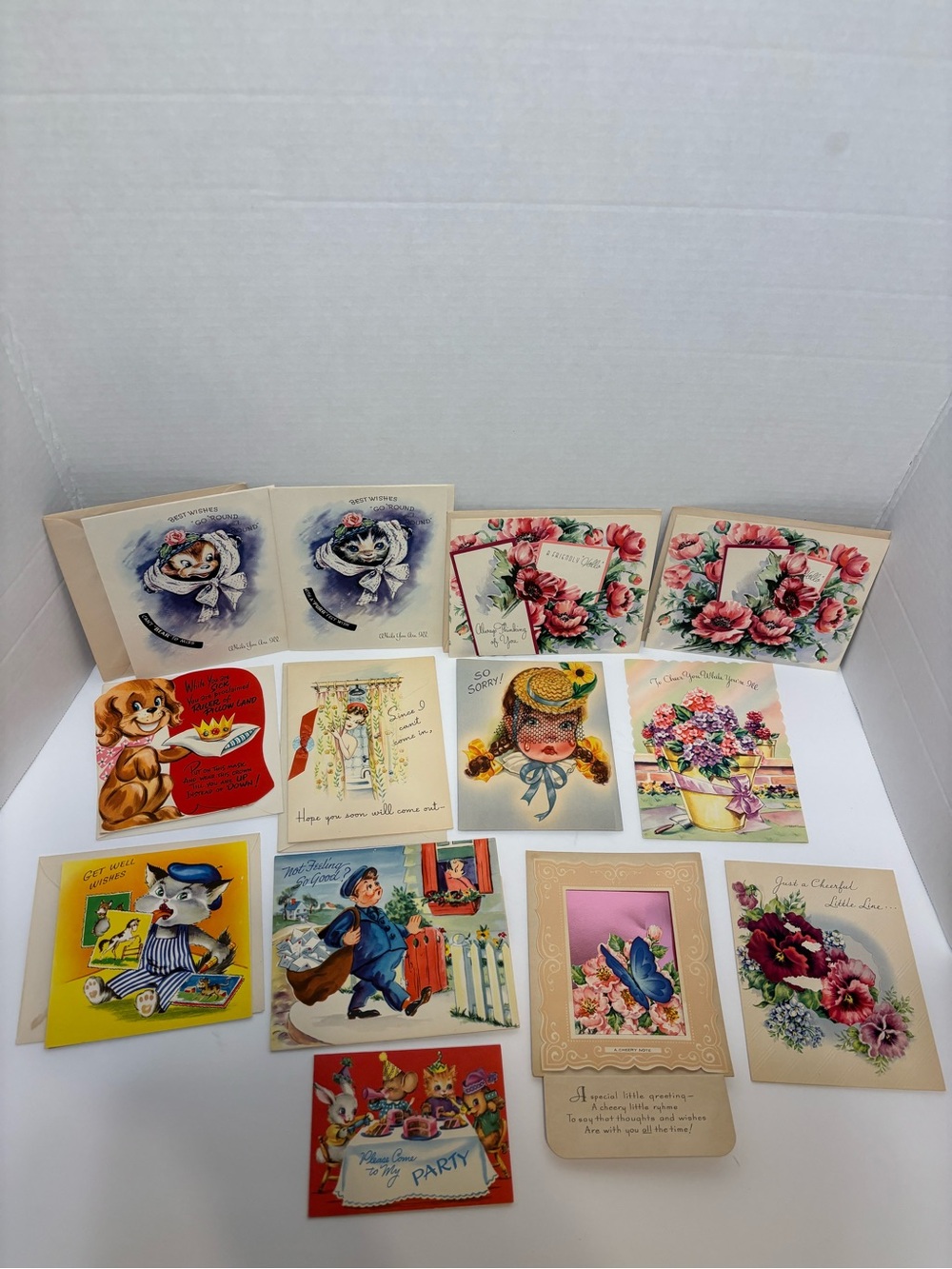 Ephemera Vintage Floral & Illustration Greeting Cards Lot of 13 Interactive
